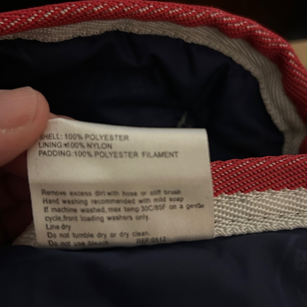 Like New WeatherBeeta Dog Coat Navy Blue Dog Coat with Red Trim 16” - Picture 9 of 9